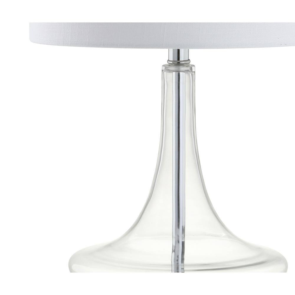 Cecile 25.5" Clear Glass Teardrop LED Table Lamp Set with Linen Shade