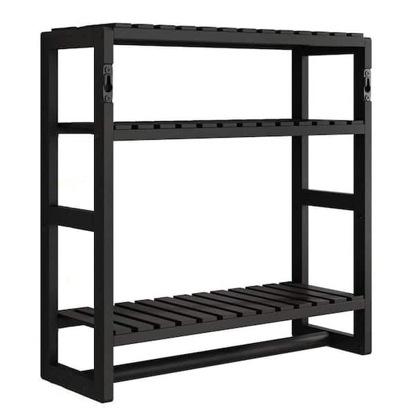 Dracelo 16.62 in. W x 16.94 in. H x 5.9 in. D Black Bathroom Over-the-Toilet Storage