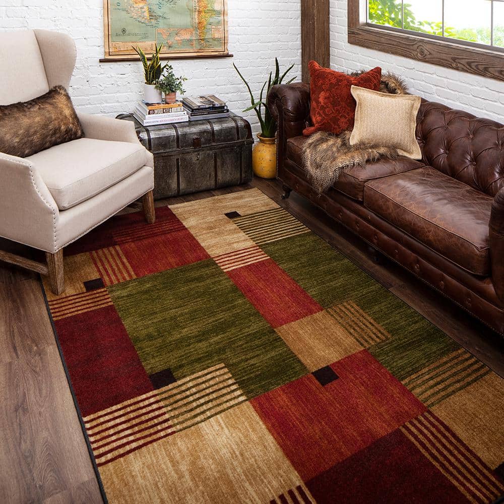 Multicolor Geometric Tufted Synthetic 6' x 9' Area Rug