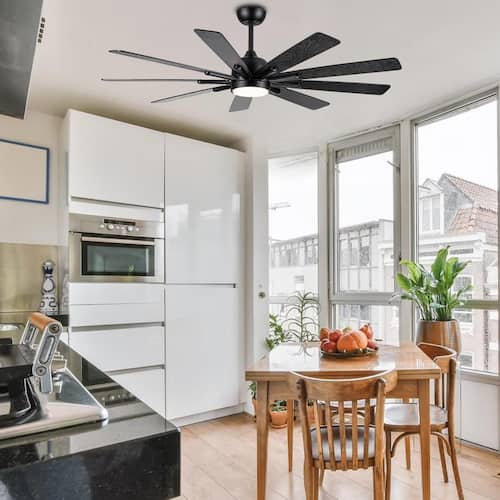 Simplicity 62 in. 1-Light Integrated LED Indoor Black Ceiling Fan Lighting with Dimmable Light Ceiling Fans With Lights