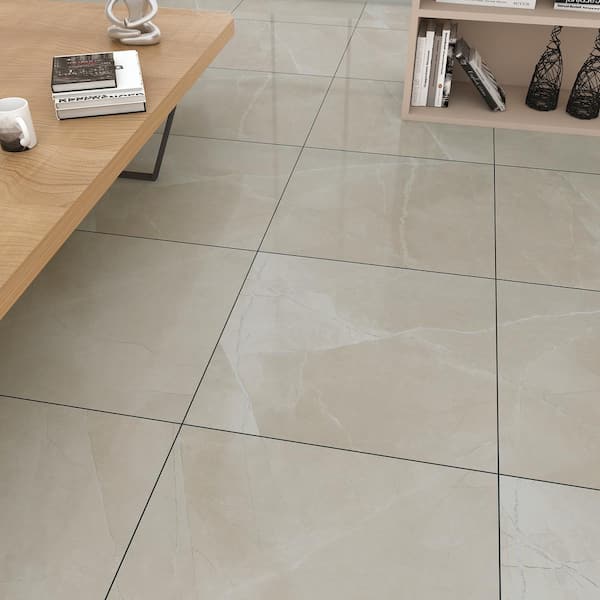 Madison Cream 24 in. x 24 in. Polished Porcelain Stone Look Floor and Wall Tile (448 sq. ft./Pallet)