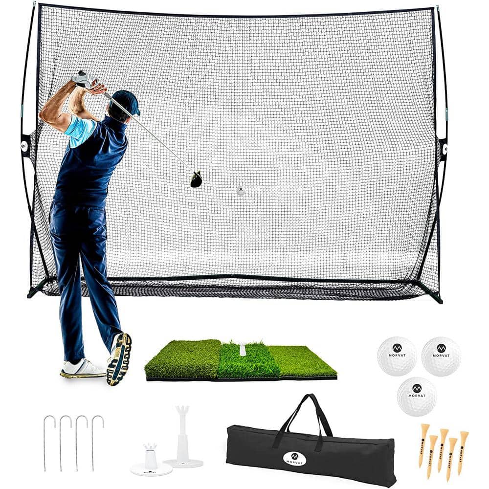 Morvat Pro Golf Net Set Practice Mat, Golf Balls, Adjustable Tees, Wooden  Tees, Travel Golf Bag Indoor Outdoor Use MOR-GNGA-A - The Home Depot