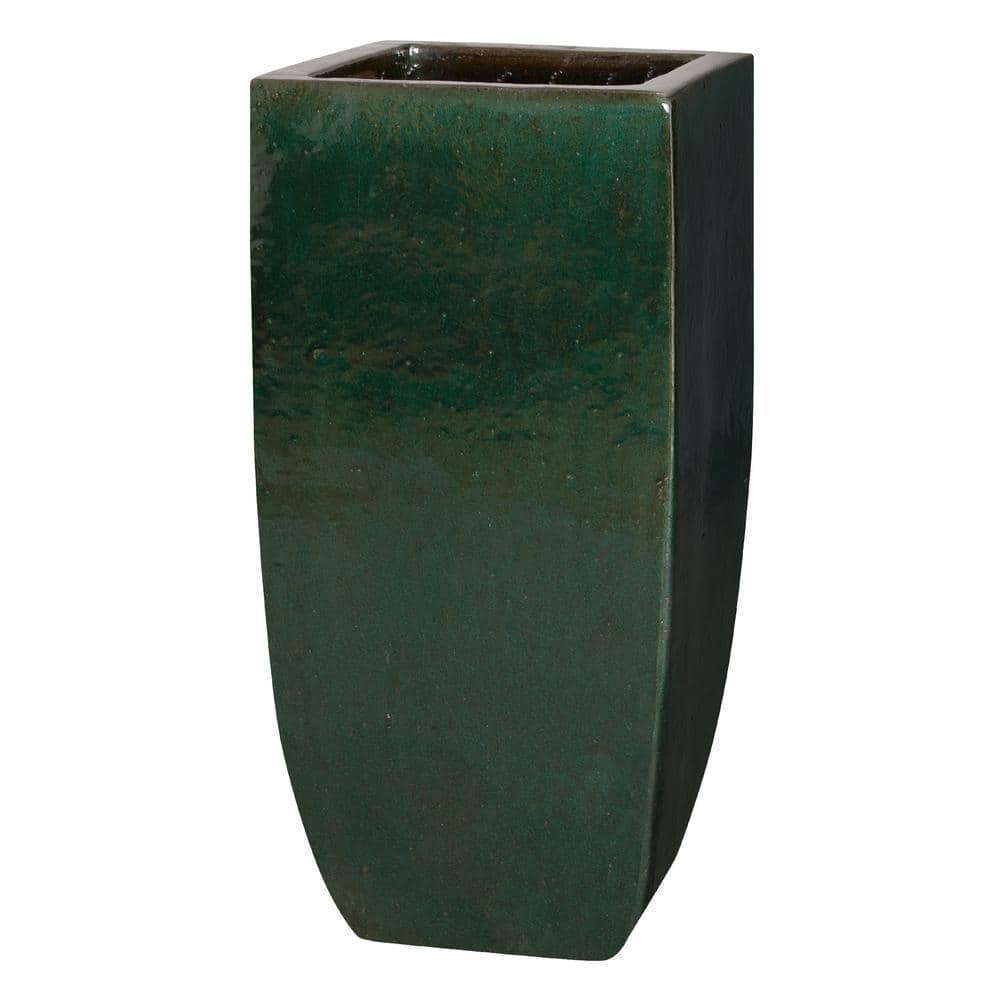 17.5 in. Emerald Green Ceramic Square Planter (17.5 in. D x 42.5 in. H) High-Fire Treatment with Drainage Hole price history on PriceWatchPro