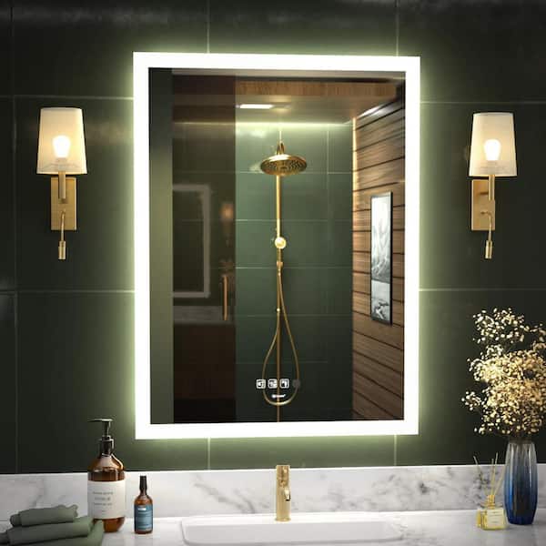 32 in. W x 24 in. H Large Rectangular Frameless Anti-Fog Sensor Wall Mount Bathroom Vanity Mirror in Silver