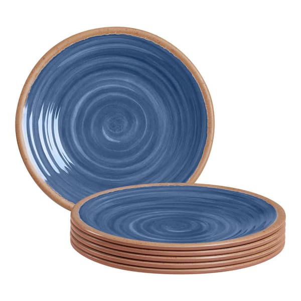 INDIGO Melamine Bowl Set for 2 Rustic Swirl 