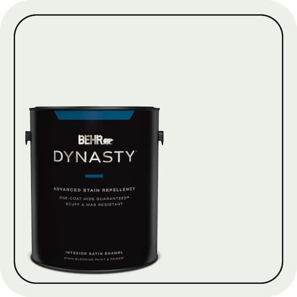 BEHR DYNASTY 1 gal. #470E-1 Breakwater White Satin Enamel Interior Stain-Blocking Paint & Primer