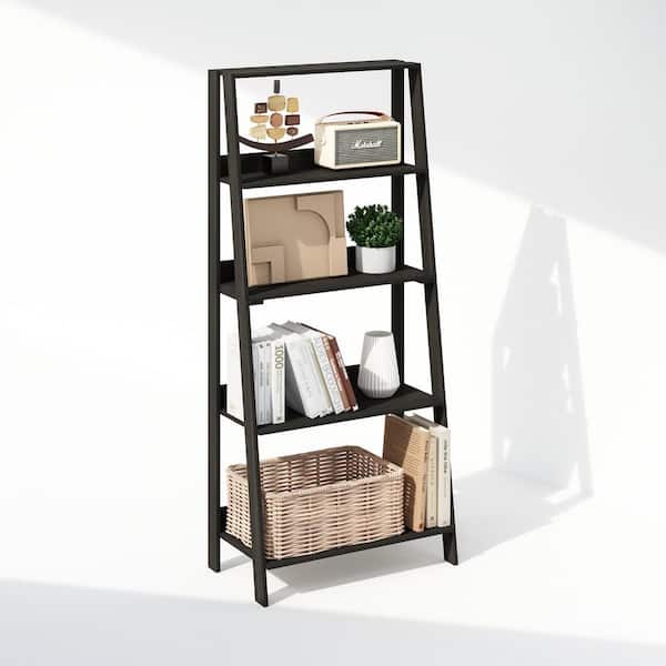Furinno Ladder 53.54 in. Tall Espresso Wood 5-Shelf Ladder