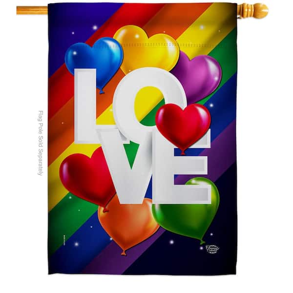 Ornament Collection 28 in. x 40 in. Love Mean Pride House Flag Double-Sided Support Decorative Vertical Flags