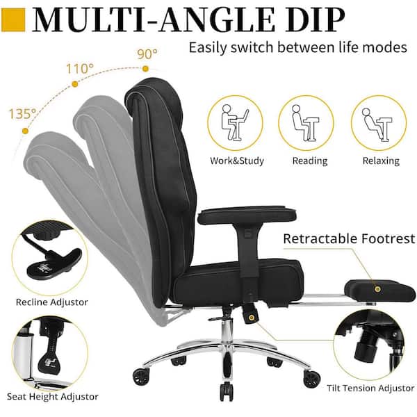 Executive Office Chair Mesh Upholstered Desk Chair Ergonomic Task Chair in Black with Flip-Up Arms