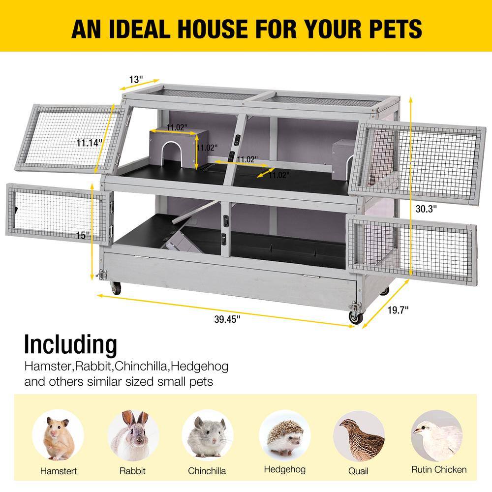 Gray Two-Level Metal Frame Rat and Hamster House