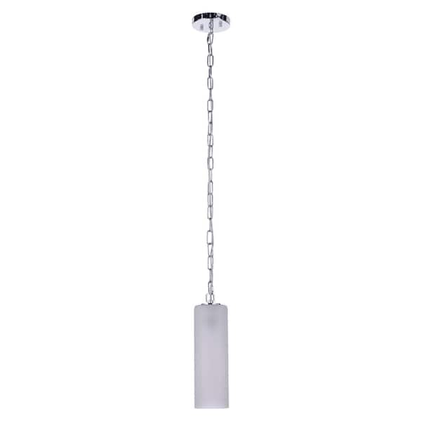 CRAFTMADE Myos 60-Watt 1-Light Chrome Finish Dining/Kitchen Island Mini Pendant Light w/ Frosted Ribbed Glass, No Bulbs Included
