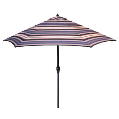 9 ft. Aluminum Market Tilt Patio Umbrella in Bradley Stripe