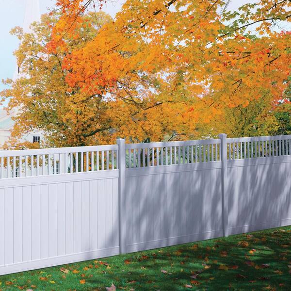 Outdoor Essentials Woodbridge 4-ft H x 6-ft W White Privacy Vinyl Fence Panel (Unassembled)