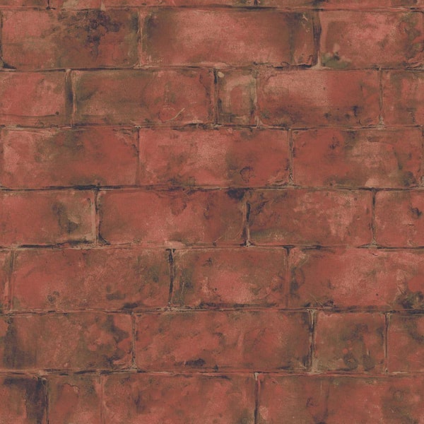 The Wallpaper Company 56 sq. ft. Red Earth Tone Brick Wallpaper-DISCONTINUED