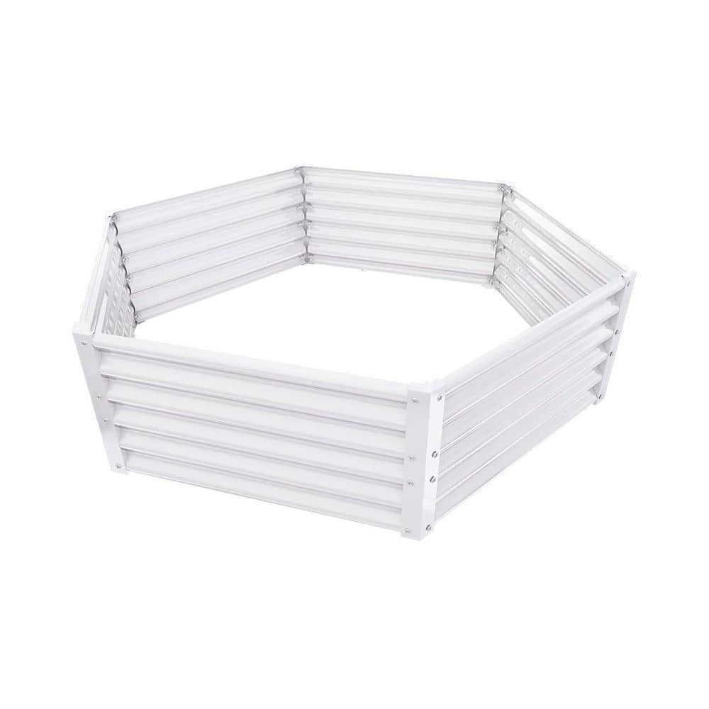 70 x 60 x 18 in. White Hexagon Galvanized Steel Raised Garden Beds for Planting Vegetables Flowers Herb price history on PriceWatchPro