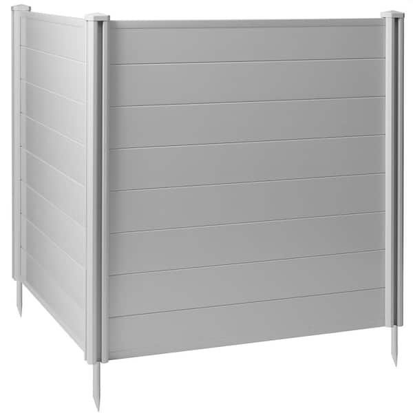 48 in. x 48 in. Privacy Screen Outdoor Vinyl Fence Panel for AC / Trash-Gray