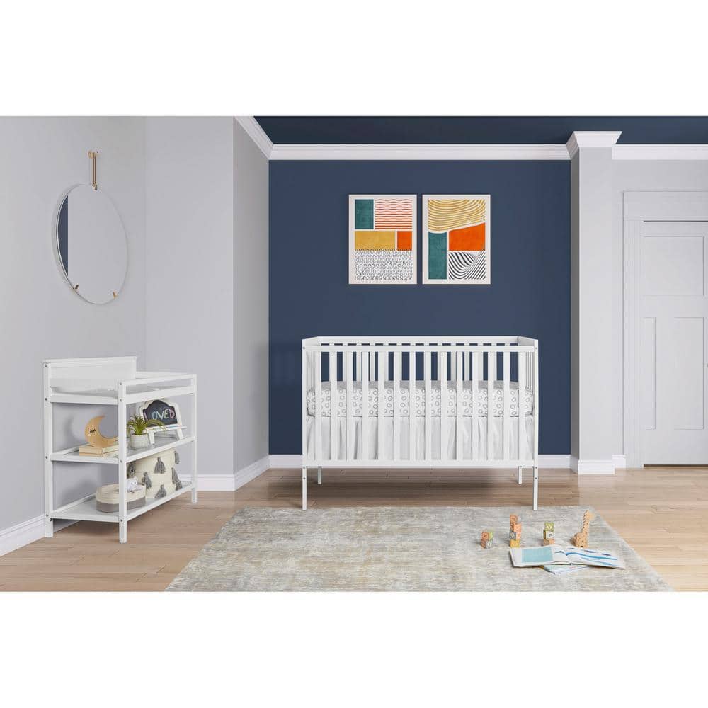 White 5-in-1 Convertible Crib with Adjustable Mattress Support
