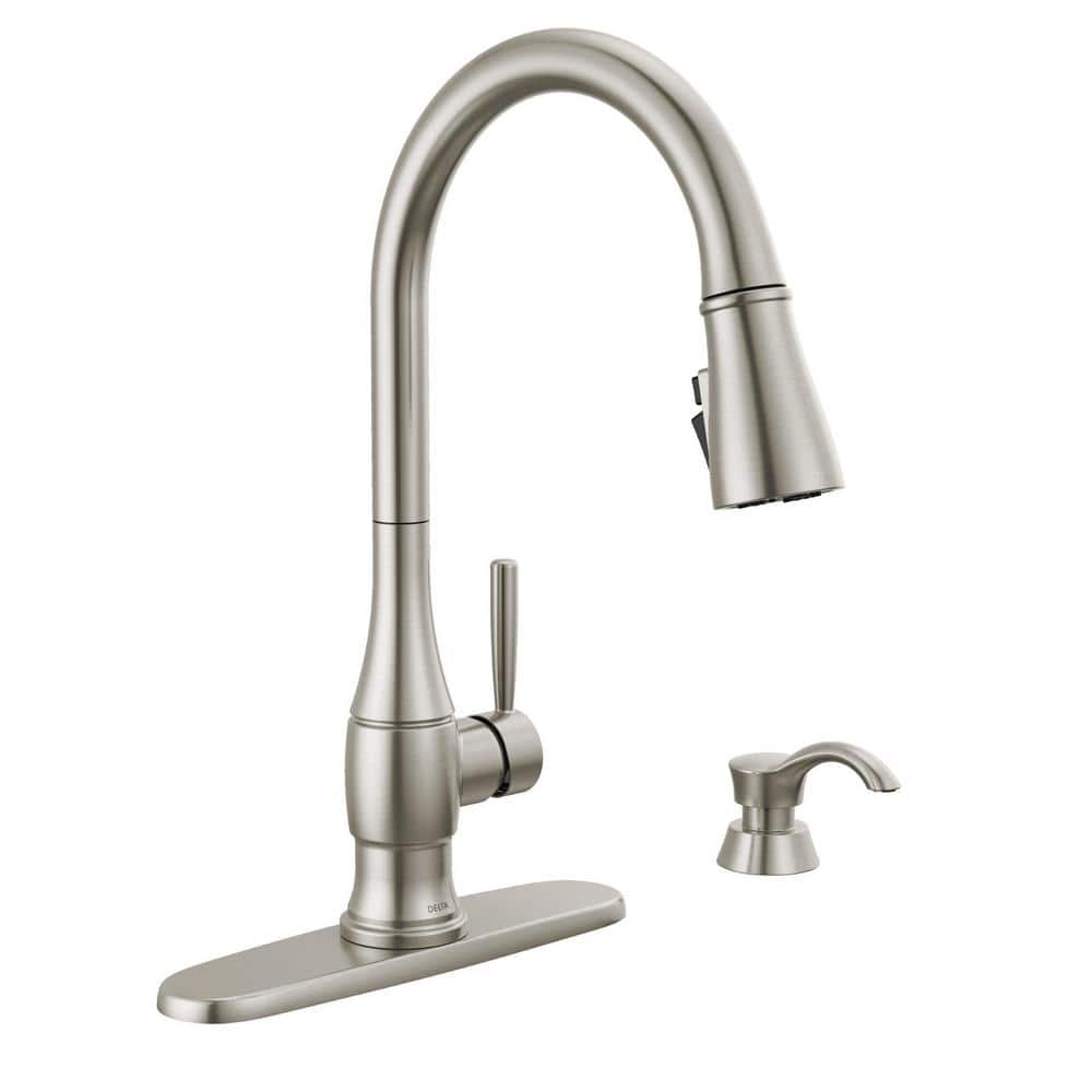 Hazelwood Stainless Steel Pull-Down Kitchen Faucet with Soap Dispenser