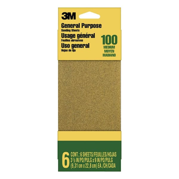 3M 3-2/3 in. x 9 in. Aluminum Oxide General Purpose Sanding Sheets (6-Pack)