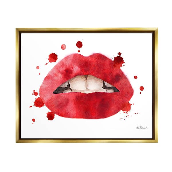 The Stupell Home Decor Collection Fashion Icon Lips Fingernail Bite Glam Pattern by Ziwei Li Floater Frame People Wall Art Print 31 in. x 25 in.