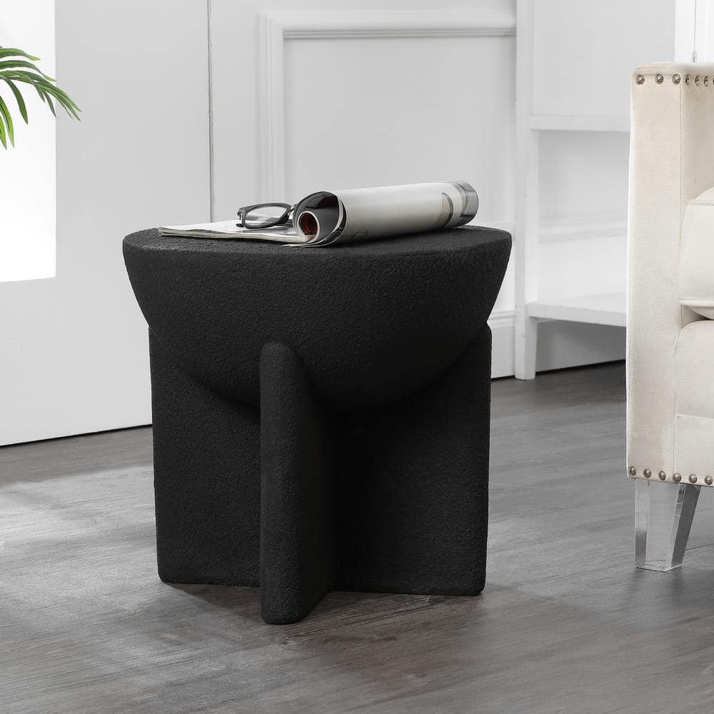 Brady 16.25" Black Matte Drum Outdoor Accent Table