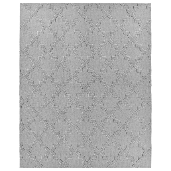 Quatro Silver 9 ft. x 12 ft. Cut-loop Trellis Area Rug