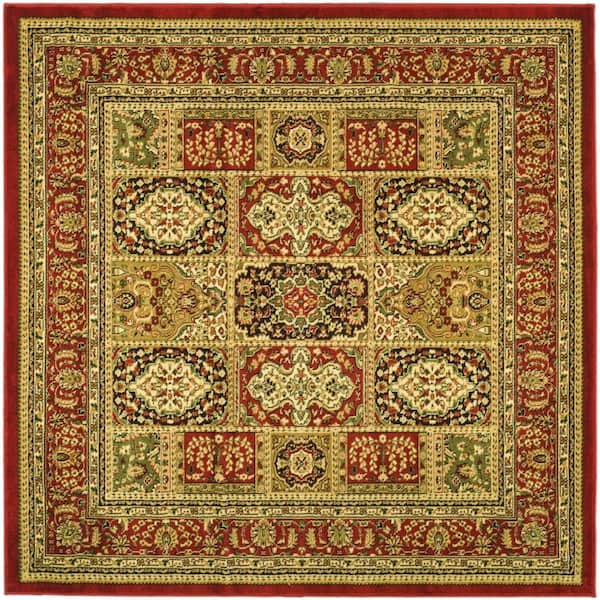 SAFAVIEH Lyndhurst Multi/Red 6 ft. x 6 ft. Square Antique Floral Border Area Rug