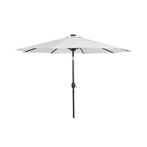 WESTIN OUTDOOR Marina 9 ft. Market Patio Solar LED Umbrella in White