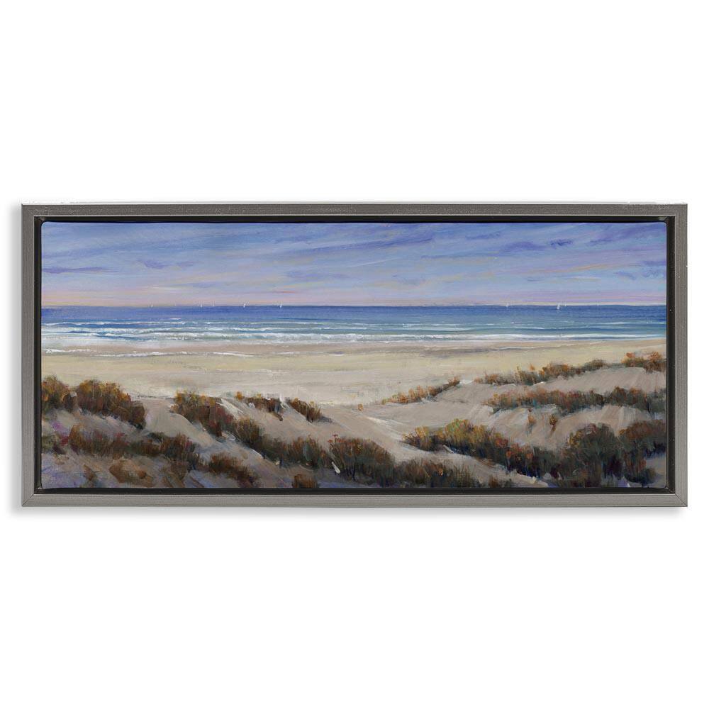 Grassy Beach View by Regina Moore Gray Floater Frame Coastal Graphic Art Print 14 in. x 31 in. price history on PriceWatchPro