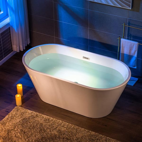 WOODBRIDGE 59 in. x 29.5 in. Acrylic Flat Bottom Soaking Bathtub
