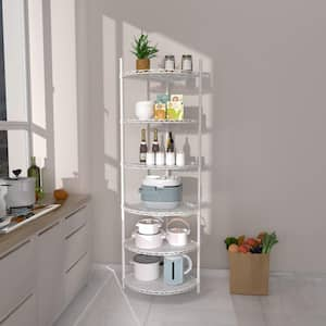 6-Tier Heavy Duty Steel Wire Corner Shelving Unit in White (18 in. W x 18 in. H x 72 in. D)