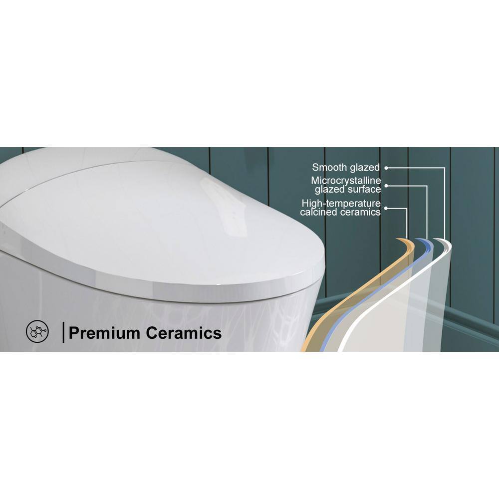 Elongated White Ceramic Smart Bidet Toilet with Dual Flush