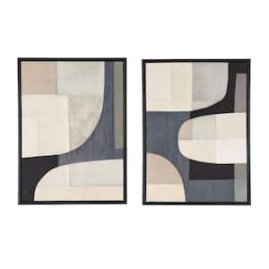 2-Panel Geometric Mixed Media Framed Poster with Overlapping Shapes and Black Frames 23 in. W. x 17 in.