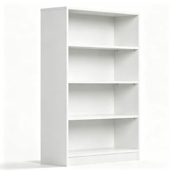 4 Tier Wood Accent Bookcase,Office Library Bookshelf,Manga Bookshelves,Book Shelf for Organization&Storage in White