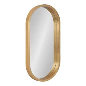 Travis 24 in. x 12 in. Classic Oval Framed Gold Wall Accent Mirror