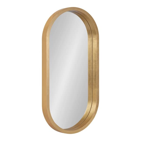 Kate and Laurel Travis 24 in. x 12 in. Classic Oval Framed Gold Wall Accent Mirror