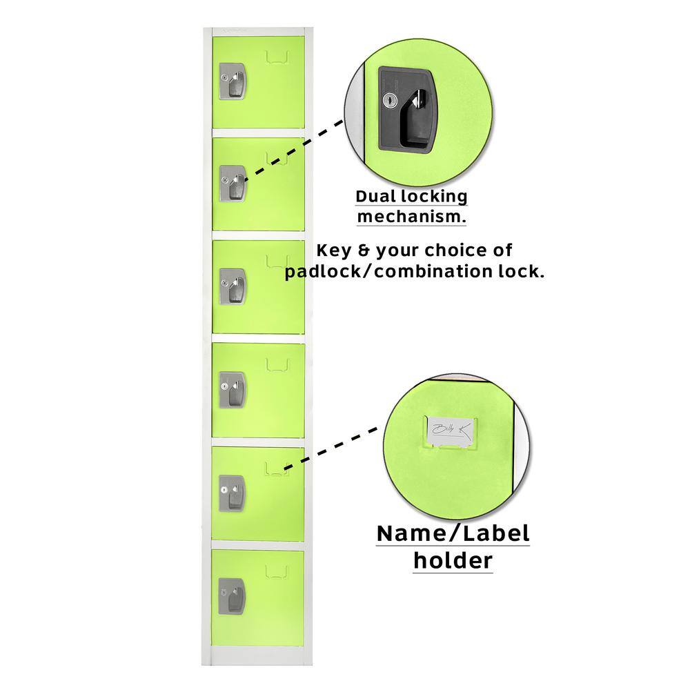 Green Solid Steel 6-Tier Freestanding Office Locker