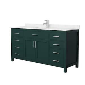 Beckett 66 in. W x 22 in. D x 35 in. H Single Sink Bathroom Vanity in Green with Carrara Cultured Marble Top