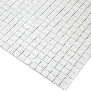 Skosh Glossy Pearl White 11.6 in. x 11.6 in. Glass Mosaic Wall and Floor Tile (18.69 sq. ft./case) (20-pack)