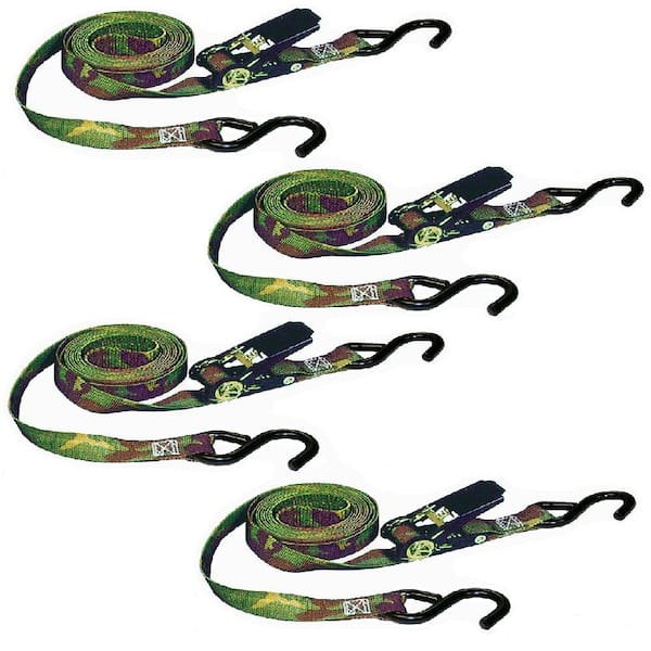 Keeper 1 in. x 8 ft. 400 lbs Camo Ratchet Tie Down (4 Pack)