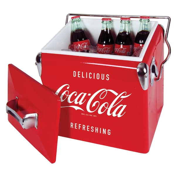 Koolatron RetroIce Chest Beverage Cooler with Bottle Opener 13L (14 qt.) 18  Can, Red and Silver CCVIC-13 - The Home Depot