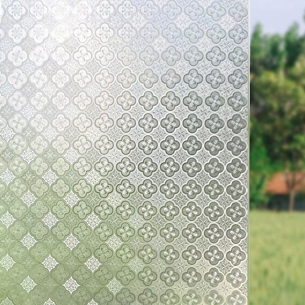 35.4 in. W x 78 in. L Ornate Floral Static Cling Decorative Window Film