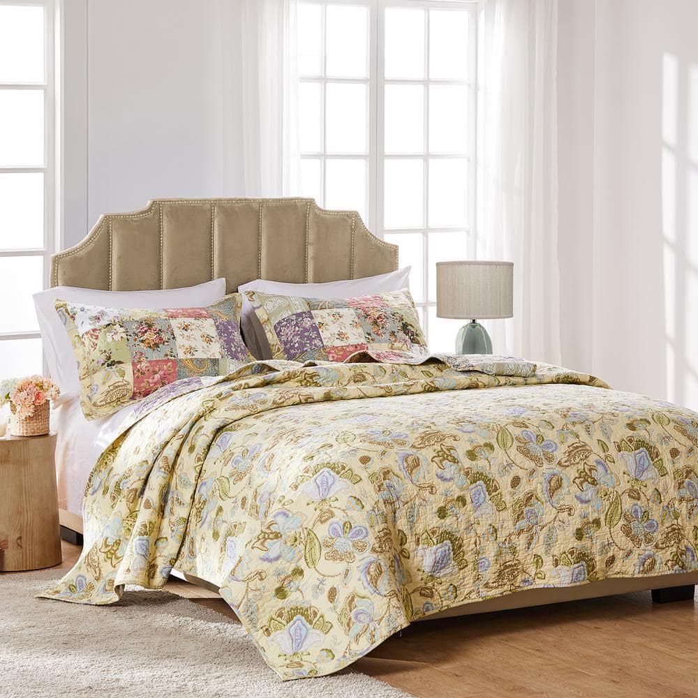 Blooming Prairie Multicolor Cotton Reversible King Quilt Set