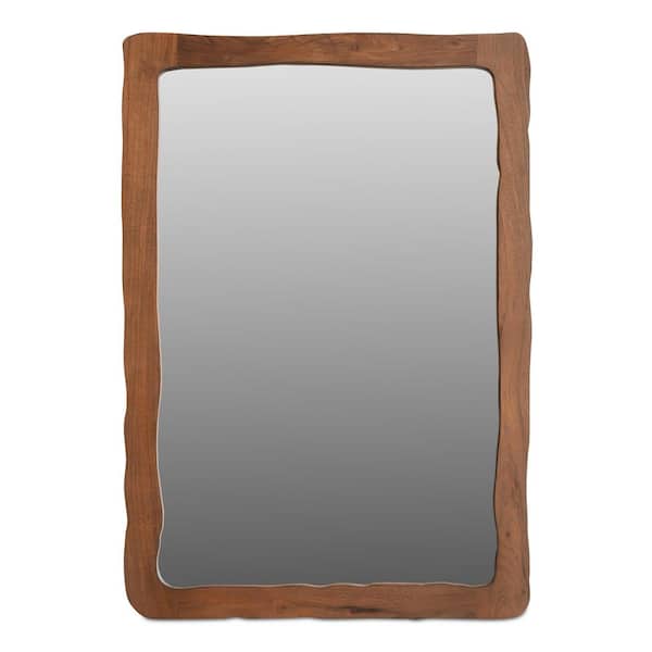 Tavian Brown 25 in. W x 36 in. H Mid-Century Free-Form Rectangle Acacia Wood Framed Mirror