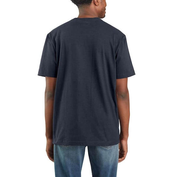 Carhartt Men\'s Regular Large Navy Cotton Short-Sleeve T-Shirt K87-NVY - The  Home Depot