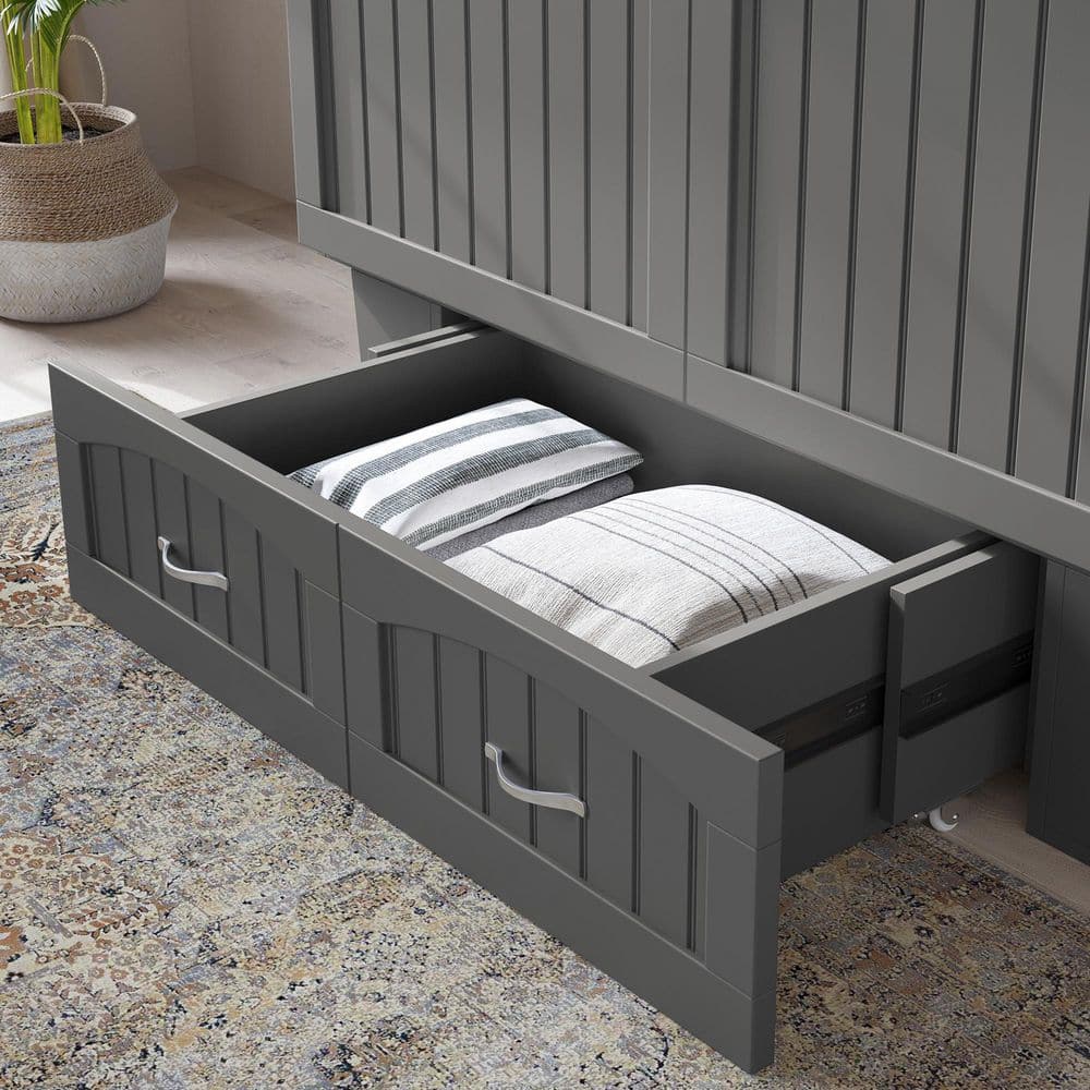 Nantucket White Murphy Bed Chest with Full Mattress - thumbnail 9