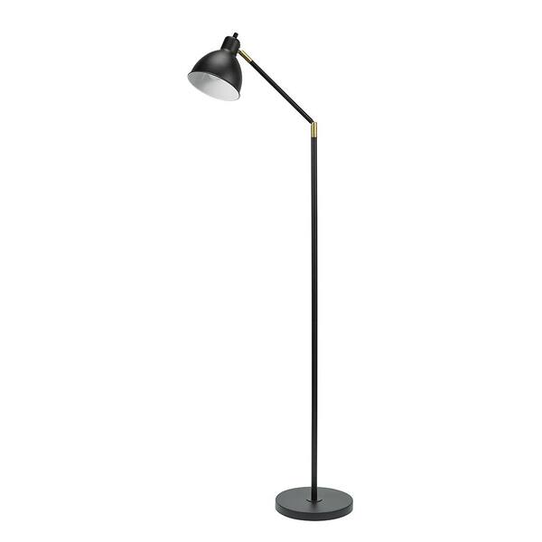 Lennon 54.5 in. Black 1-Light Architect Floor Lamp with Metal Dome Shade