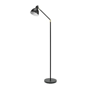 54.5 in. Articulating Floor Lamp with Antique Brass Accents