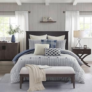 Essence Blue Cotton Queen Jacquard Comforter Set