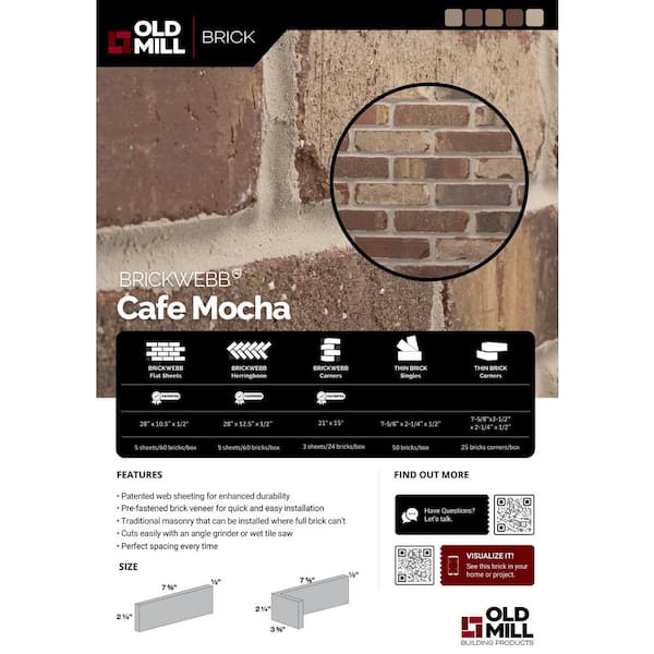 Old Mill Brick 28 in. x 12.5 in. x 0.5 in. Brickwebb Cafe Mocha